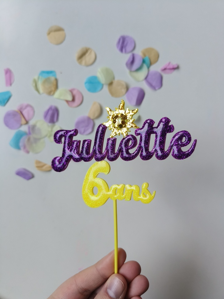 Cake Topper thème "Raiponce" - Personnalisable